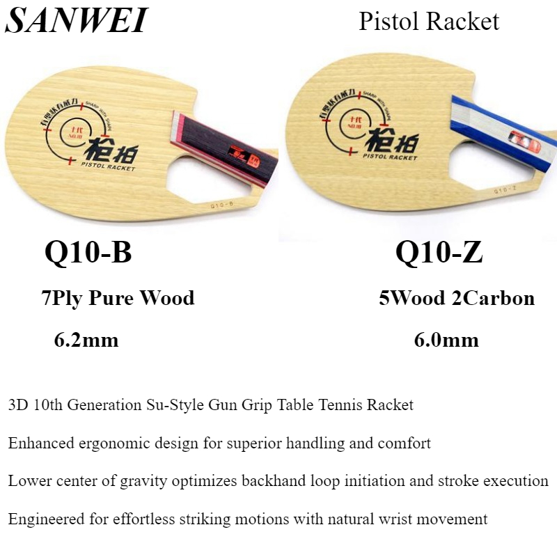 Table Tennis Gun - Оригинальная пистолетная ракетка SANWEI, лезвие для