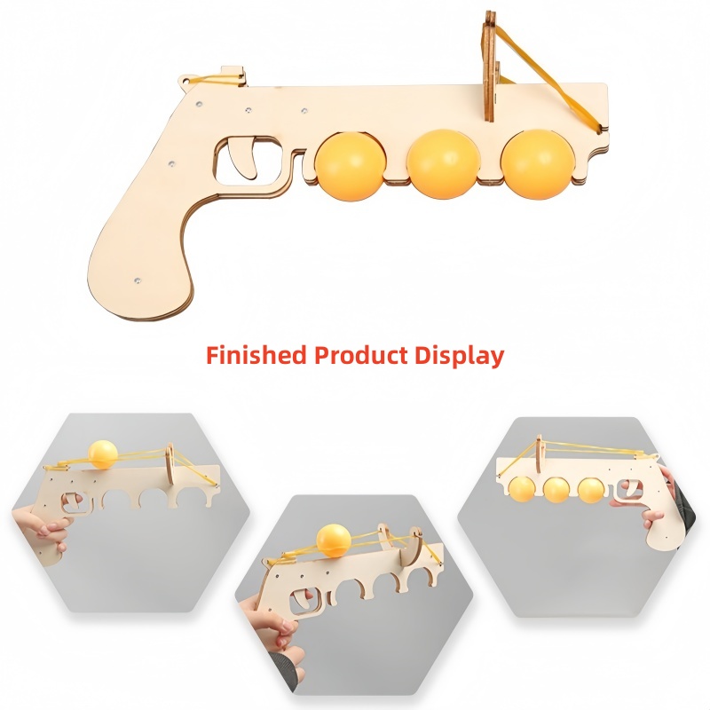 Table Tennis Gun - Деревянная 3D головоломка «сделай сам», эластичная
